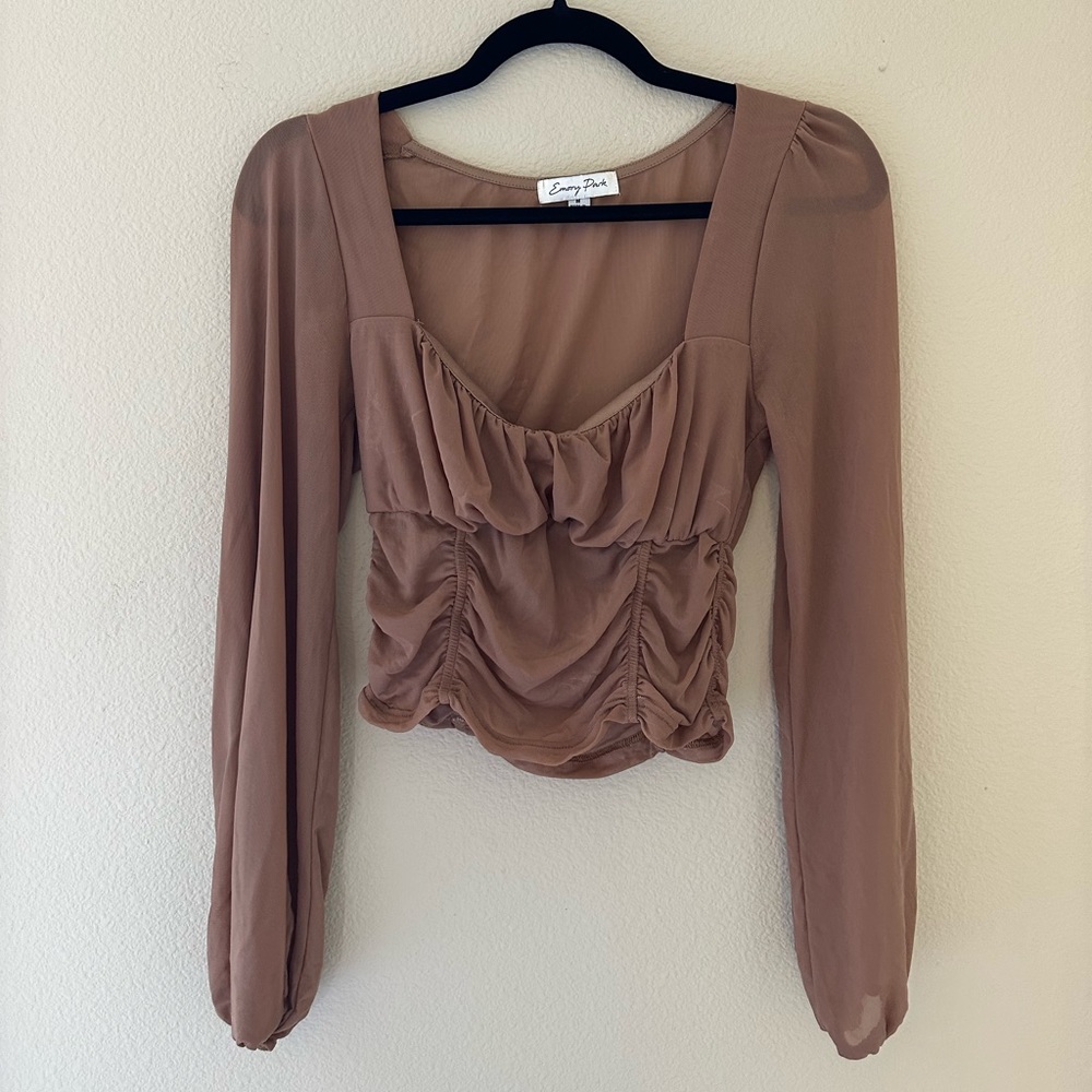 Sheer Brown Long Sleeve Top